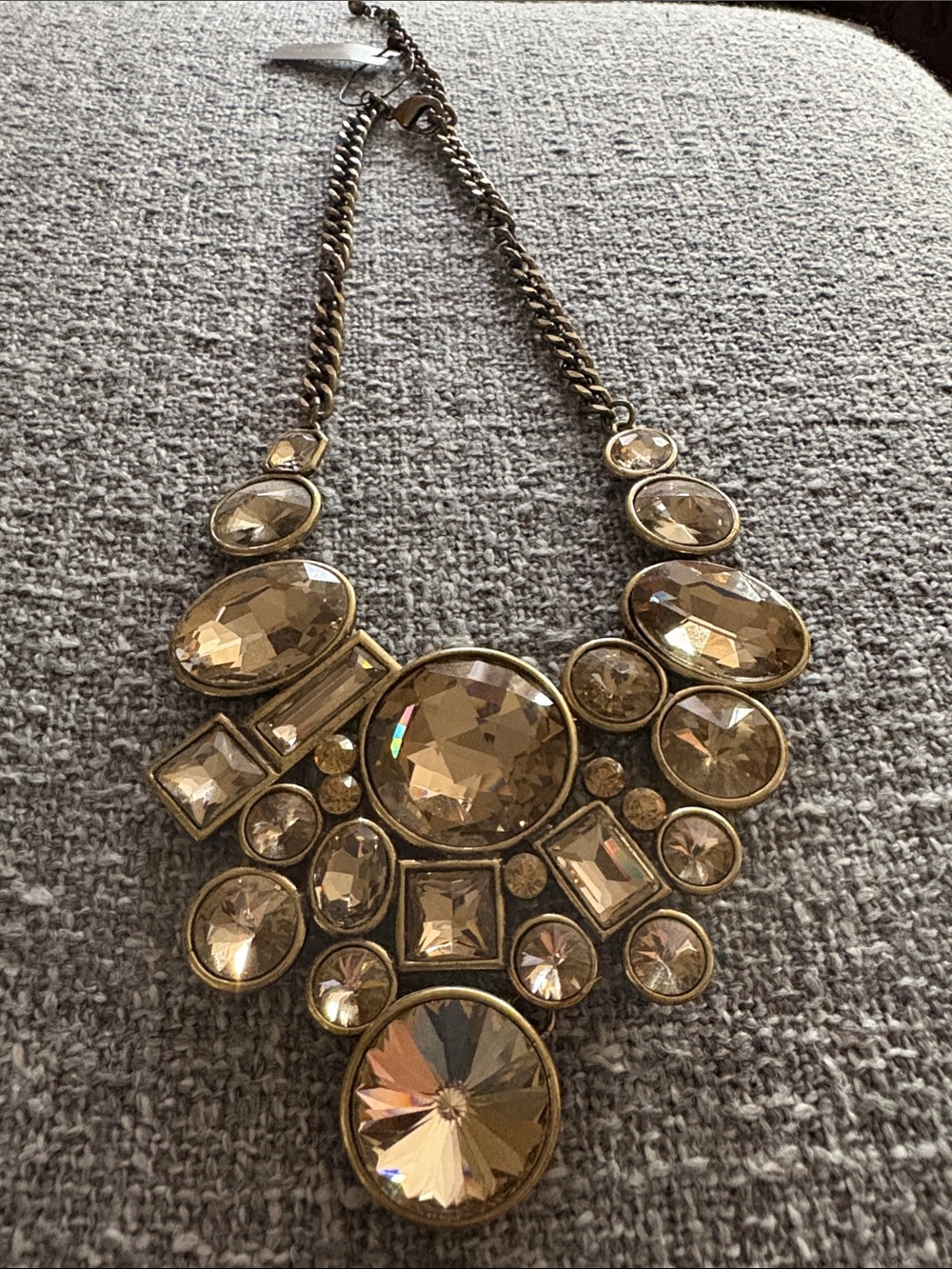 Chico's Gold-Tone Light Champagne Crystal Bib Necklace